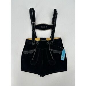 German Lederhozen Leather Boys Size 2 Black Edelweiss Oktoberfest Made In West G